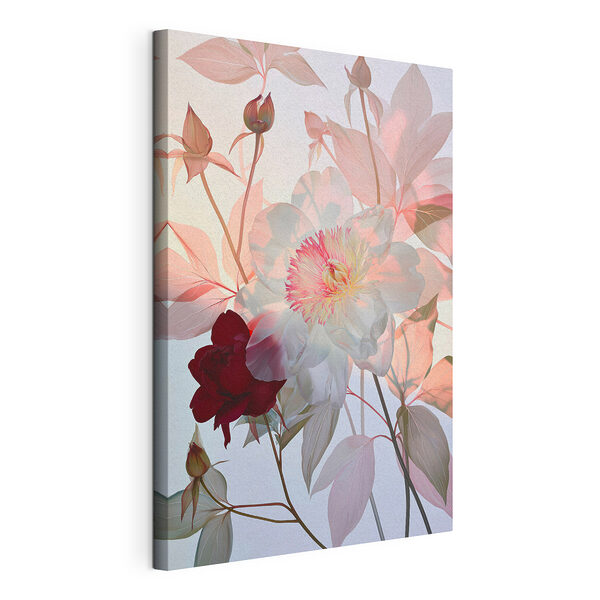 Verfijnde bloemen in zachte pasteltinten Canvas Schilderijen Verfijnde bloemen in zachte pasteltinten