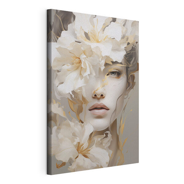 Canvas Schilderijen Vrouw met bloemen op haar gezicht