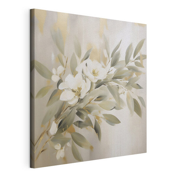 Schilderij van bloemen en bladeren Canvas Schilderijen Schilderij van bloemen en bladeren