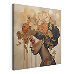 Canvas Schilderijen Schilderij van een vrouw met bloemen in haar haar