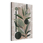 Canvas Schilderijen Schilderij van een plant met bladeren en geometrische vormen