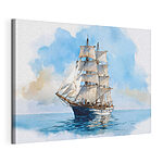 Canvas Schilderijen Aquarel van een schip op de oceaan