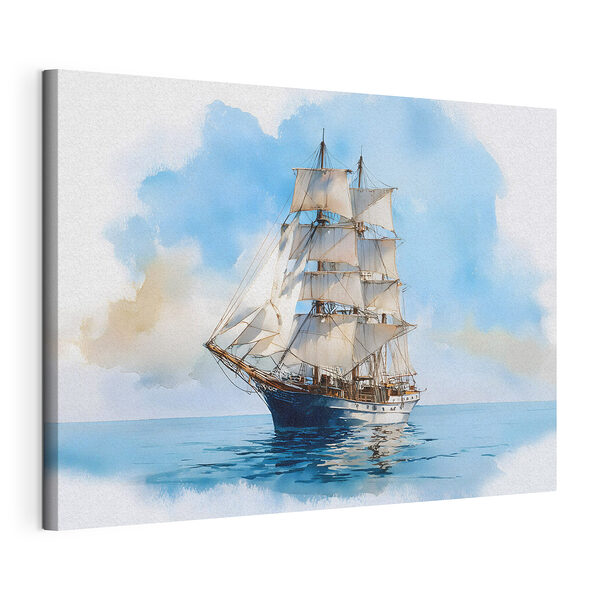 Aquarel van een schip op de oceaan Canvas Schilderijen Aquarel van een schip op de oceaan