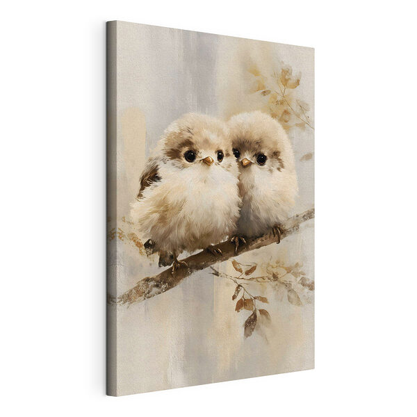 Twee vogels op een tak Canvas Schilderijen Twee vogels op een tak