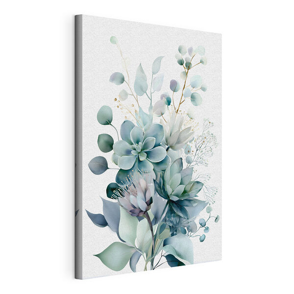 Canvas Schilderijen Verfijnde bloemen in zachte tinten