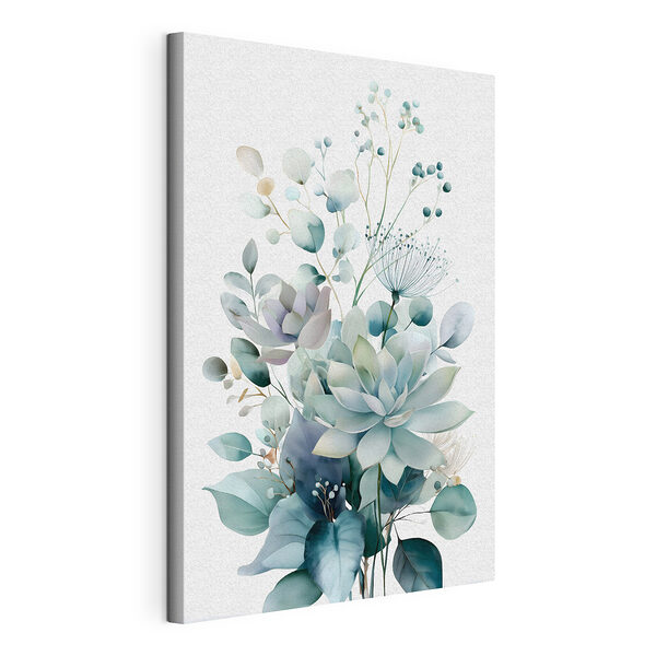 Canvas Schilderijen Verfijnde bloemen in rustgevende kleuren