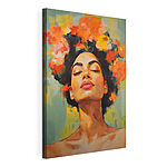 Canvas Schilderijen Schilderij van een vrouw met bloemen in haar haar