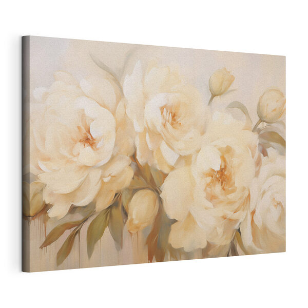 Canvas Schilderijen Schilderij van bloemen op een witte achtergrond