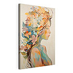 Canvas Schilderijen Schilderij van een vrouw met bloemen in haar haar