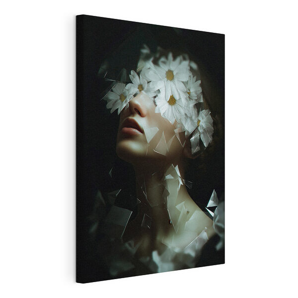 Vrouw met bloemen op haar gezicht Canvas Schilderijen Vrouw met bloemen op haar gezicht