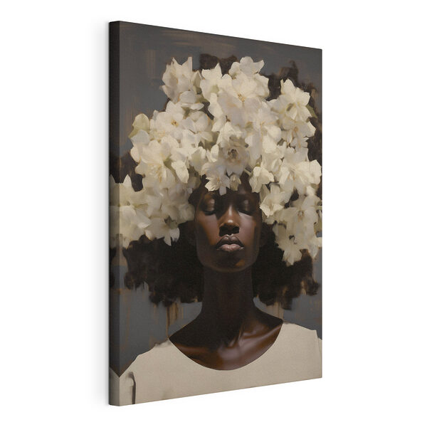 Vrouw met bloemen op haar hoofd Canvas Schilderijen Vrouw met bloemen op haar hoofd