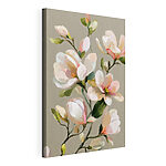 Canvas Schilderijen Schilderij van bloemen op een grijze achtergrond