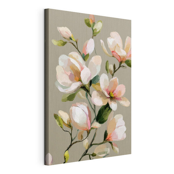 Canvas Schilderijen Schilderij van bloemen op een grijze achtergrond