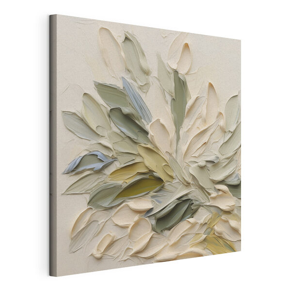 Canvas Schilderijen Schilderij van bladeren op een wit oppervlak