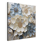 Canvas Schilderijen Groep witte en blauwe bloemen