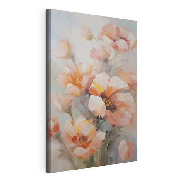 Canvas Schilderijen Schilderij van bloemen op een witte ondergrond