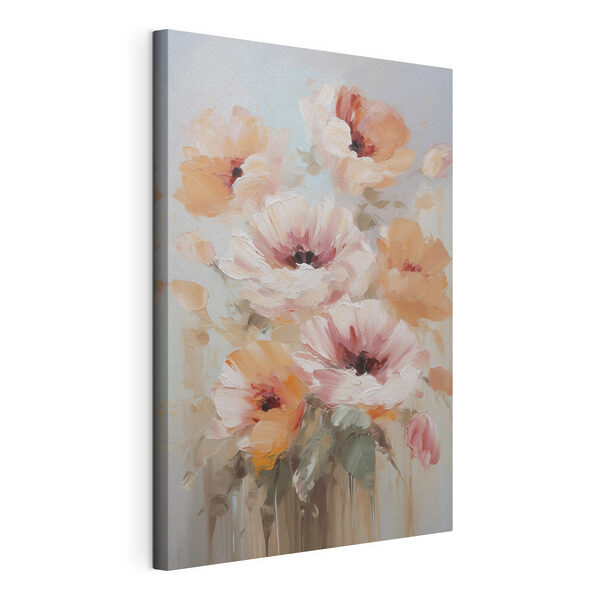 Canvas Schilderijen Schilderij van bloemen op een witte ondergrond