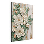 Canvas Schilderijen Een bosje witte bloemen met groene blaadjes