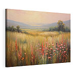Canvas Schilderijen Een veld vol bloemen en bomen