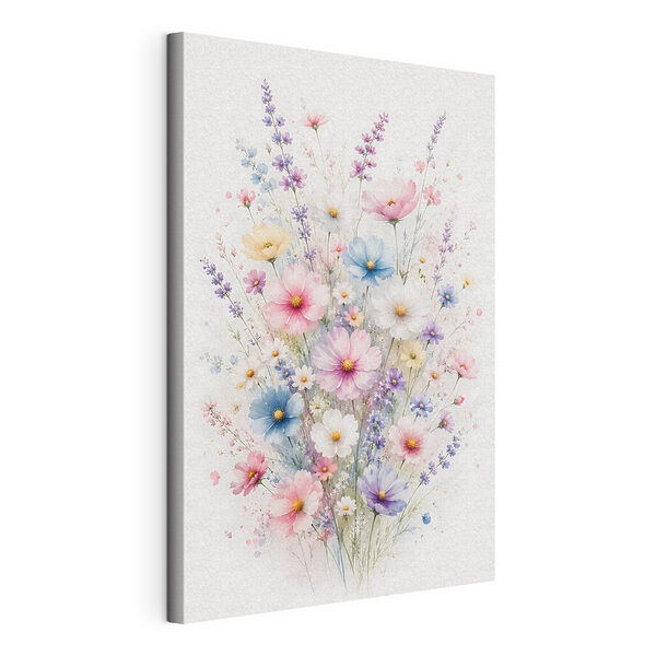 Canvas Schilderijen Boeket bloemen op een witte achtergrond