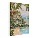 Canvas Schilderijen Schilderij van een huis aan het strand