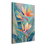 Canvas Schilderijen Schilderij van bloemen en bladeren