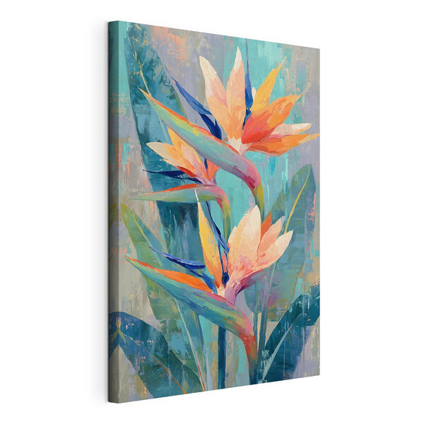 Canvas Schilderijen Schilderij van bloemen en bladeren