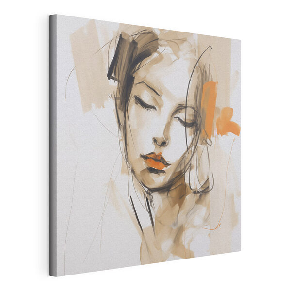 Canvas Schilderijen Tekeningen van het gezicht van een vrouw