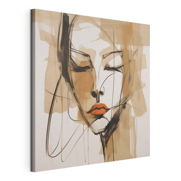 Canvas Schilderijen Schilderij van het gezicht van een vrouw