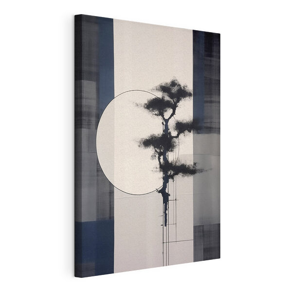 Canvas Schilderijen Boom met een cirkel en lijnen