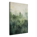 Canvas Schilderijen Mistig bos met bomen