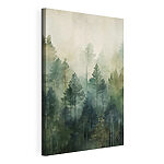 Canvas Schilderijen Schilderij van bomen in de mist