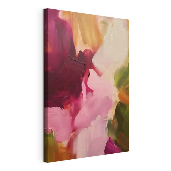 Canvas Schilderijen Schilderij in roze en groene tinten
