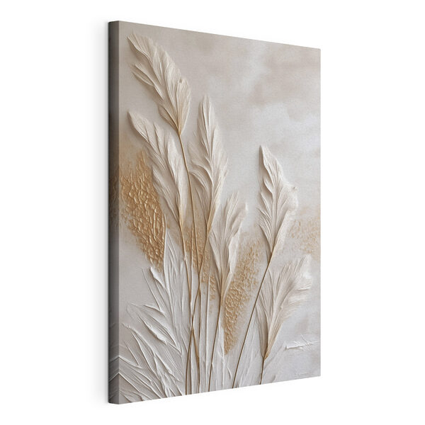Canvas Schilderijen Witte veer op een witte ondergrond