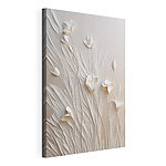Canvas Schilderijen Witte bloemen en bladeren op een witte achtergrond