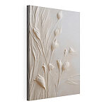 Canvas Schilderijen Kunst met witte bloemen op een witte ondergrond