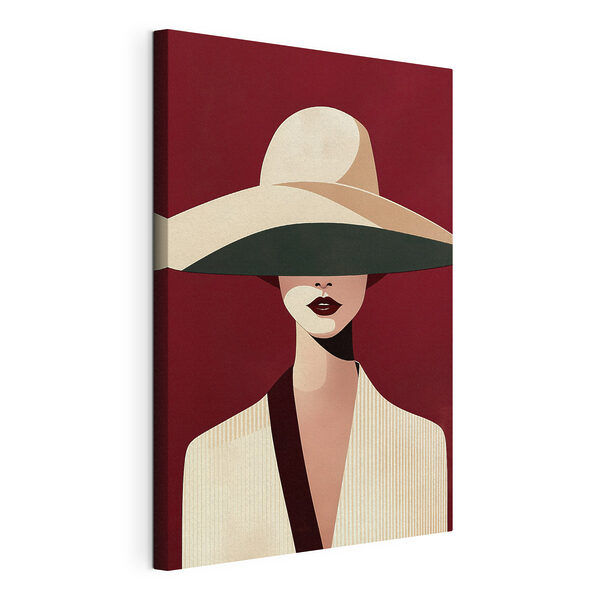 Canvas Schilderijen Vrouw met een hoed op