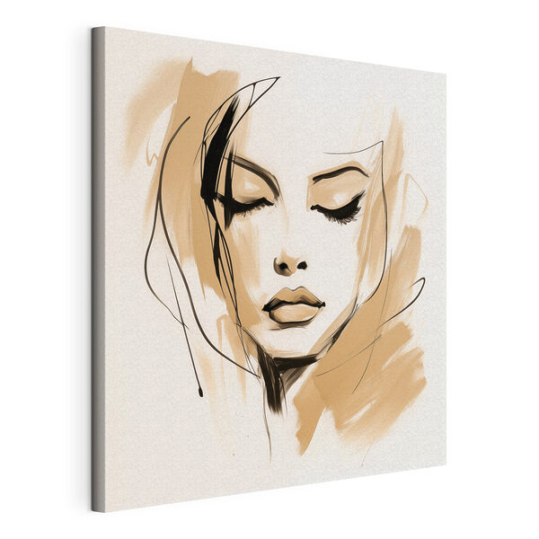 Canvas Schilderijen Tekeningen van het gezicht van een vrouw