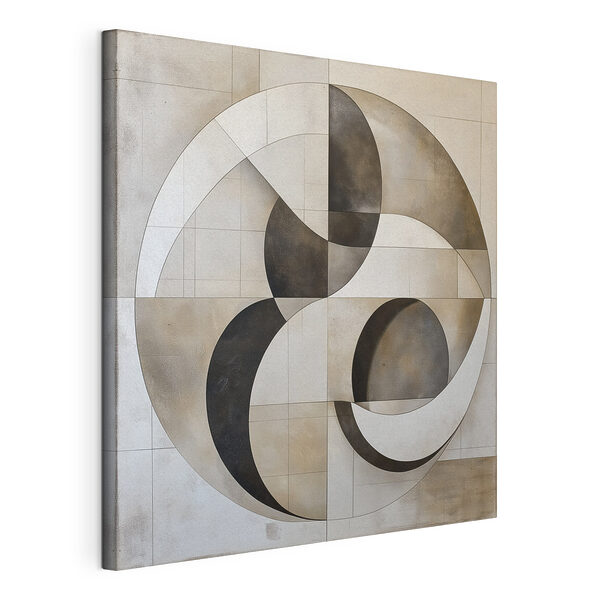 Canvas Schilderijen Zwart-wit cirkelvormig ontwerp