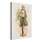 Canvas Schilderijen Vrouw met een boeket bloemen in haar handen