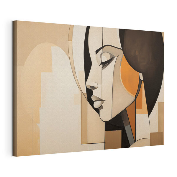 Canvas Schilderijen Schilderij van het gezicht van een vrouw