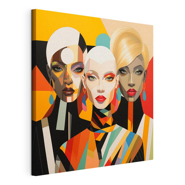 Een groep vrouwen met gezichten in verschillende kleuren Canvas Schilderijen Een groep vrouwen met gezichten in verschillende kleuren