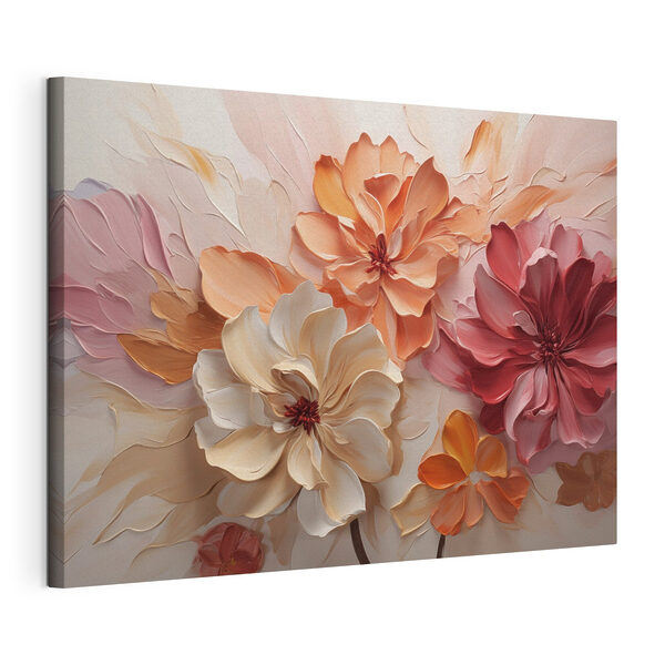 Schilderij van bloemen op een muur Canvas Schilderijen Schilderij van bloemen op een muur