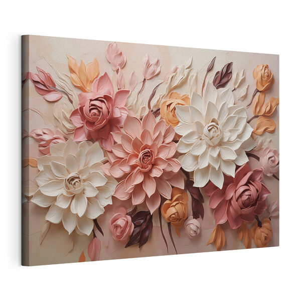 Een groep bloemen aan een muur Canvas Schilderijen Een groep bloemen aan een muur