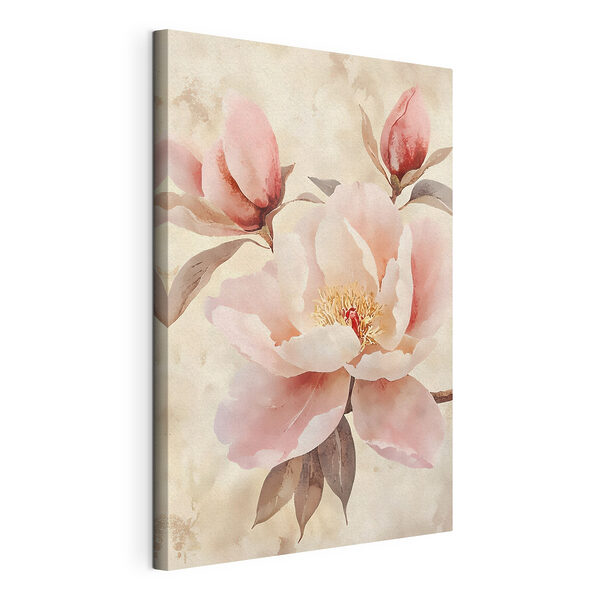 Elegante bloemen in zachte pasteltinten Canvas Schilderijen Elegante bloemen in zachte pasteltinten