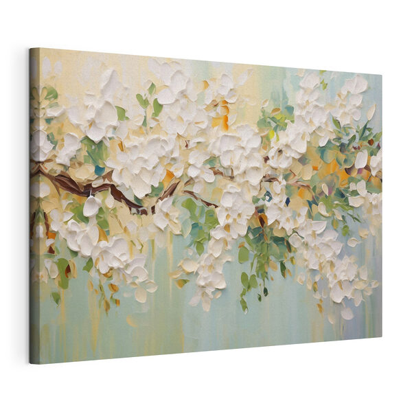 Schilderij van een witte bloem Canvas Schilderijen Schilderij van een witte bloem