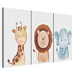 Modulaire canvasprint Leeuw met een blauwe ballon