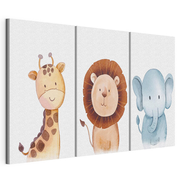 Modulaire canvasprint Leeuw met een blauwe ballon