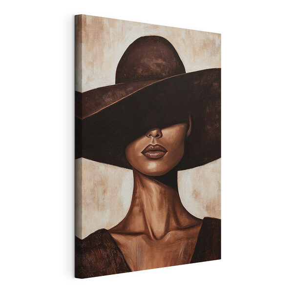 Canvas Schilderijen Vrouw met een hoed op