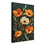 Canvas Schilderijen Schilderij van bloemen en bladeren